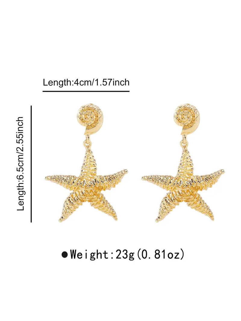 Creative Starfish-Shaped Dangle Earrings — Ocean-Themed Drop Earrings