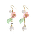 Asymmetrical Pink Floral Drop Earrings — Fairy-Style Flower Earrings
