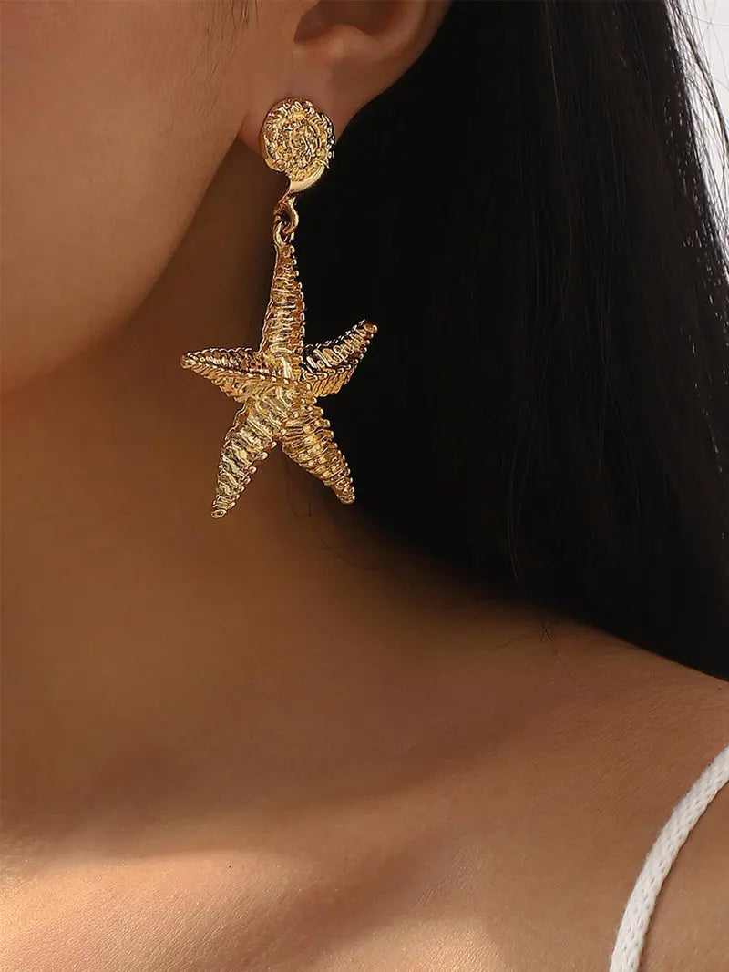 Creative Starfish-Shaped Dangle Earrings — Ocean-Themed Drop Earrings