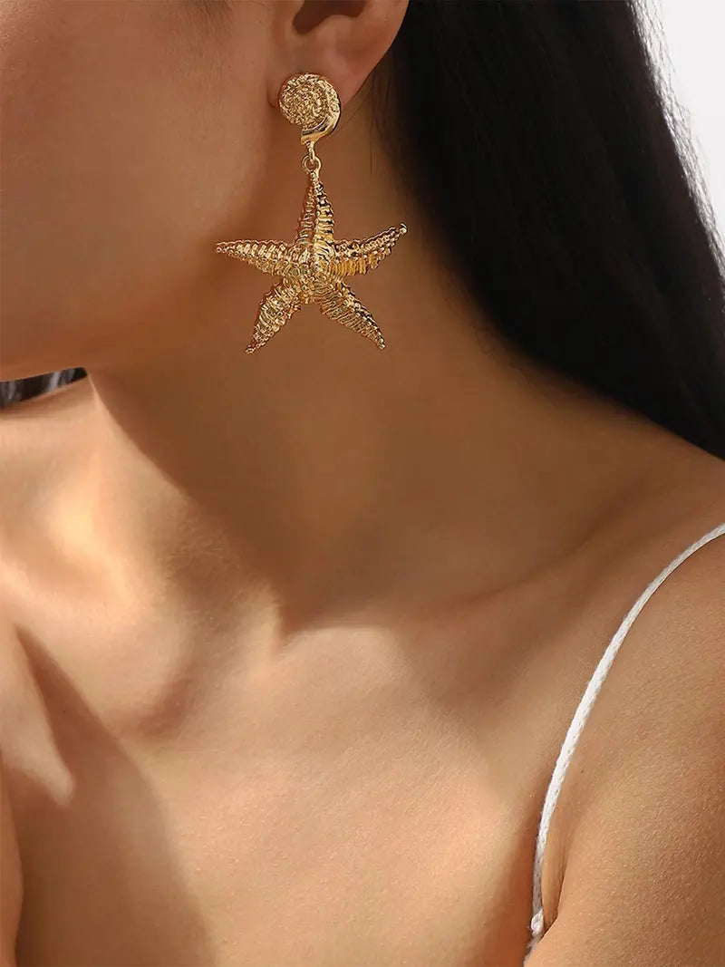Creative Starfish-Shaped Dangle Earrings — Ocean-Themed Drop Earrings